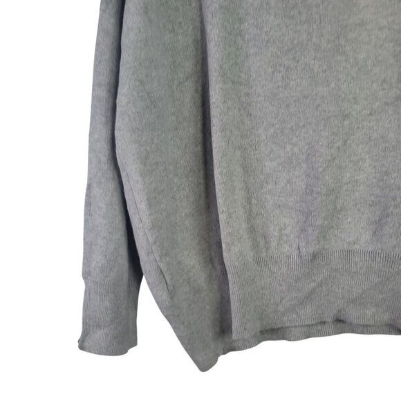 Planet by Lauren G Pima Cotton and Modal Boxy Gray V Neckline Cut Out Sweater OS - Picture 12 of 12